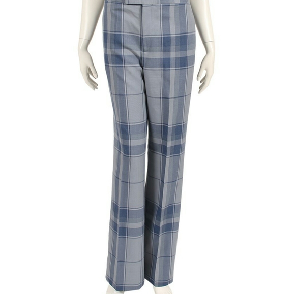 Celine Pants - NWT CELINE blue plaid wool straight leg pants